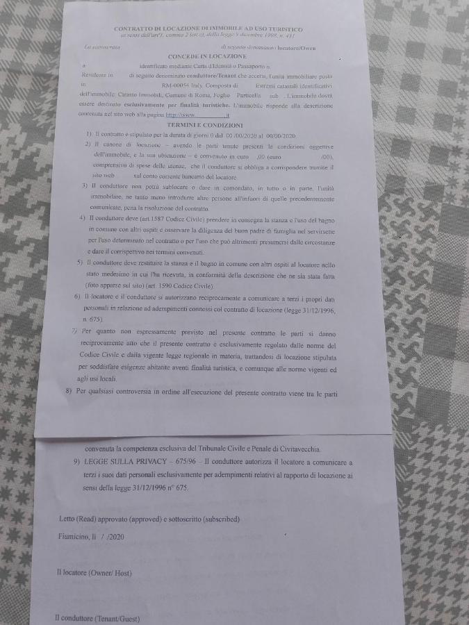 A Santy'S Roomsbagno Condiviso Sharedboth Room2Piano No Lift No Shuttle -No Pasti No Meal,- A Pagamento Air Condizextra Bed Air Condiz Extrabed For A Fee-3 Minuti Bus Xfieradiroma-10 Minutes Stop Bus To Rome In50 Minutes Trafficpermitting Are You To Fiumicino Bagian luar foto